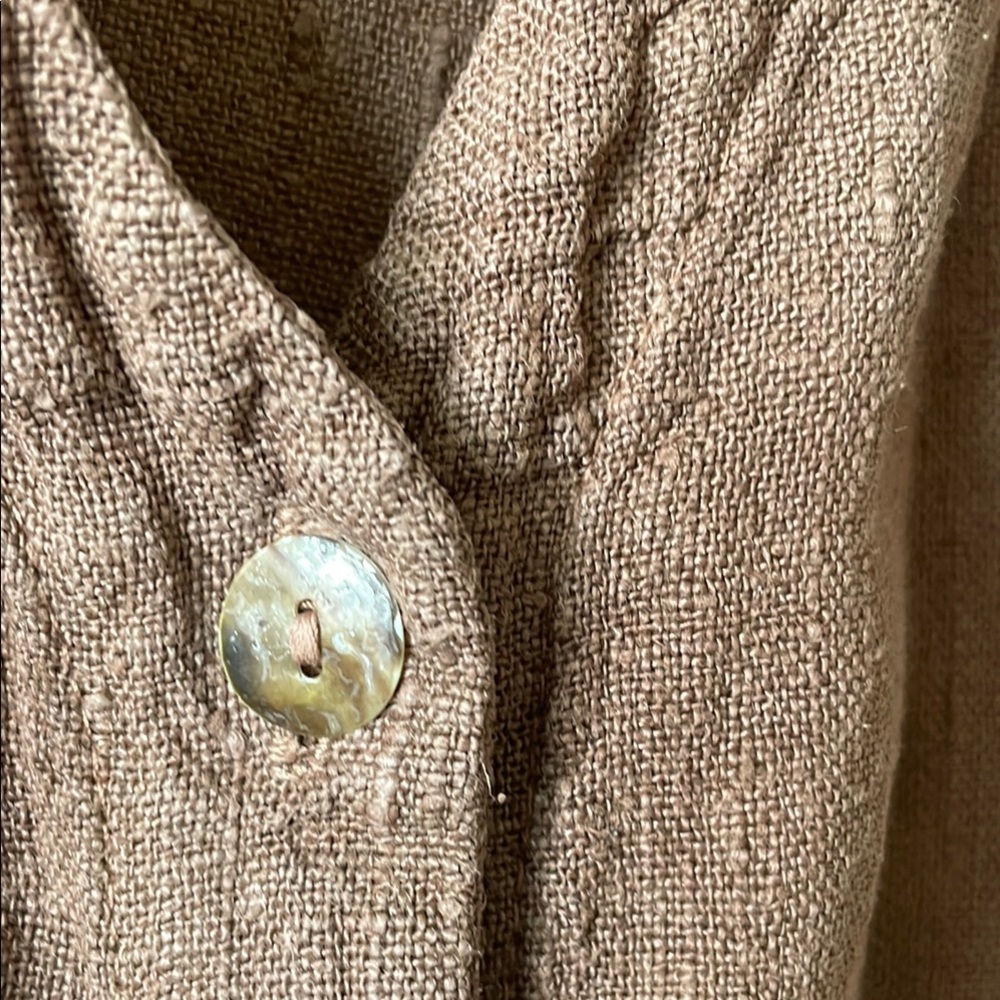Brown linen button down tank, long. Mini dress
